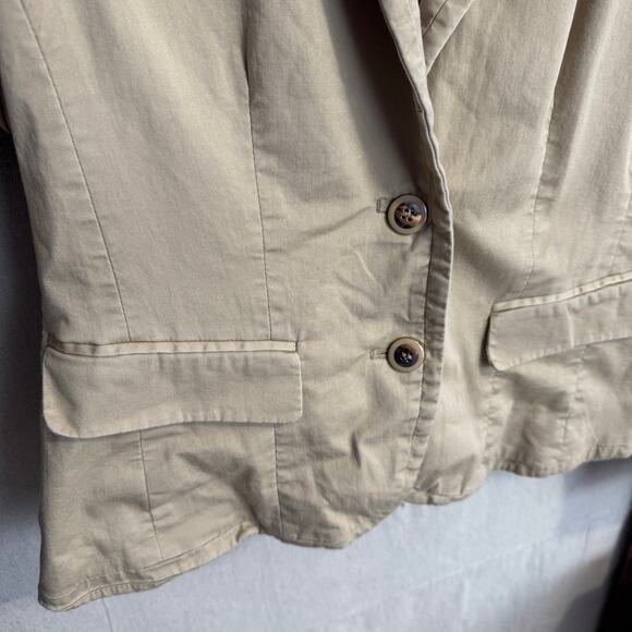 7th Avenue Blazer Jacket Size 12 Tan Long Sleeve Lined Workwear with Faux Pocket - Picture 5 of 12